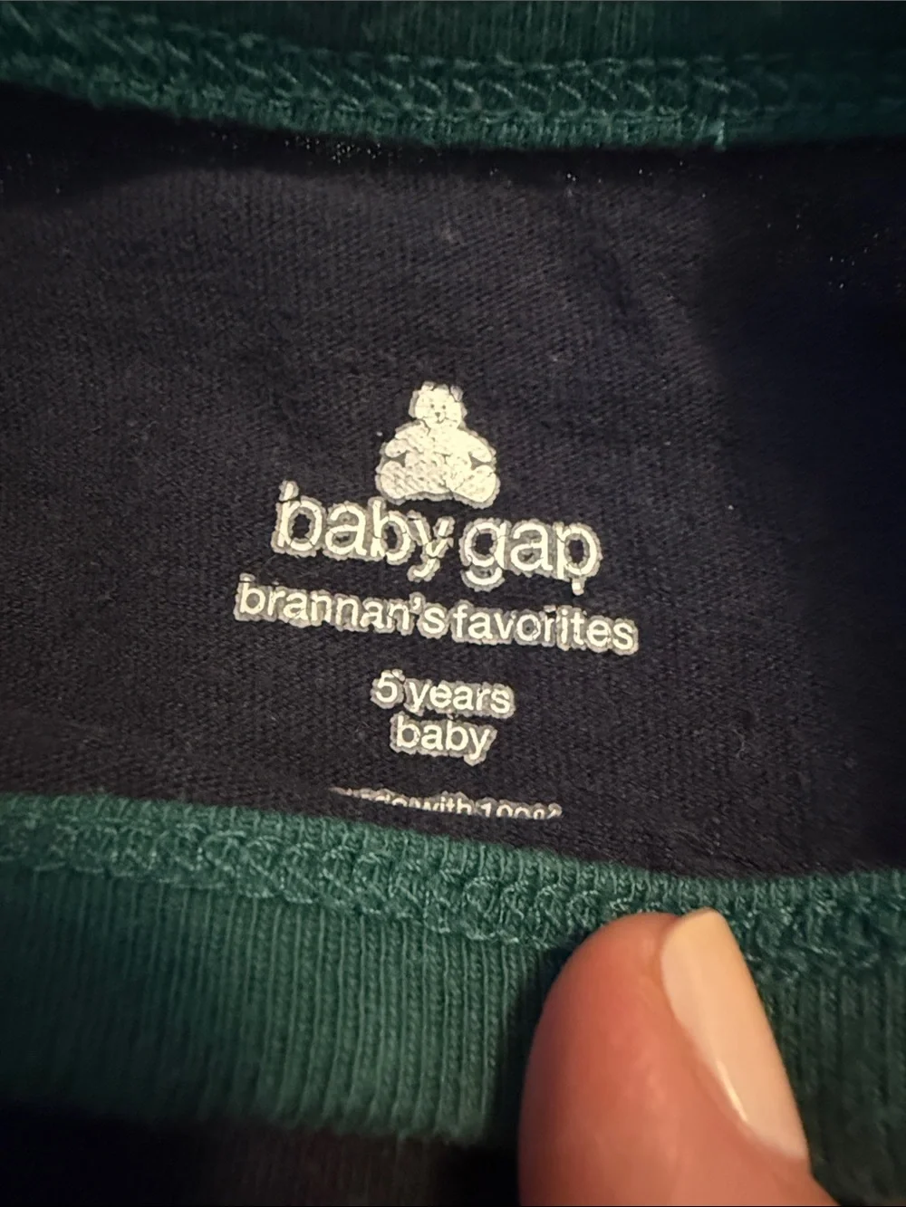 GAP Navy & Green Raglan Long-Sleeve Tee with Teddy Patch